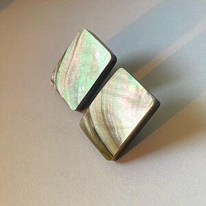 Vintage Abalone Shell Square Earrings